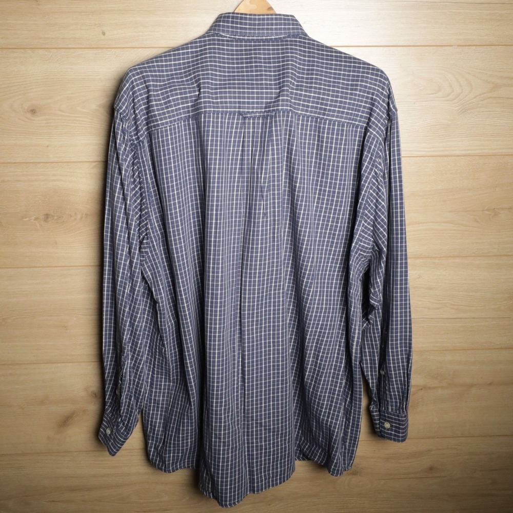 Eddie Bauer Mens L G‎ Plaid Button Down Long Sleeve Shirt Cotton Blue White - Picture 2 of 6